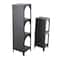Black Metal 2 & 3 Shelf Storage Shelving Unit with Arched Openings, 2ct.